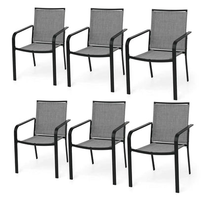Patio Dining Chairs Set of 6, Outdoor Stackable Dining Furniture Set, All Weather Dining Set for Lawn, Garden, Backyard, Poolsid
