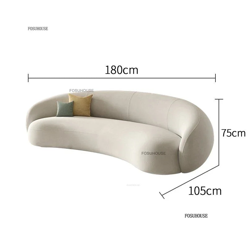 Creative Curved Living Room Sofas Nordic Fabric Cashew Lazy Sofa Reception Lounge Area Back Sofa Bed Home Living Room Furniture