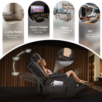 3 Seat Recliner Sofa with Console, Armrest, PU Leather, Cup Holders, USB Ports, Living Room/RV, Customized
