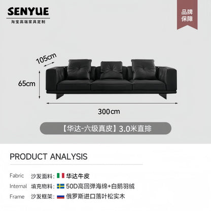 Large Nordic Italian Sofa Luxury Beige Leather Designer Modern Double Couch Living Room Chaise Canape Salon Home Furniture