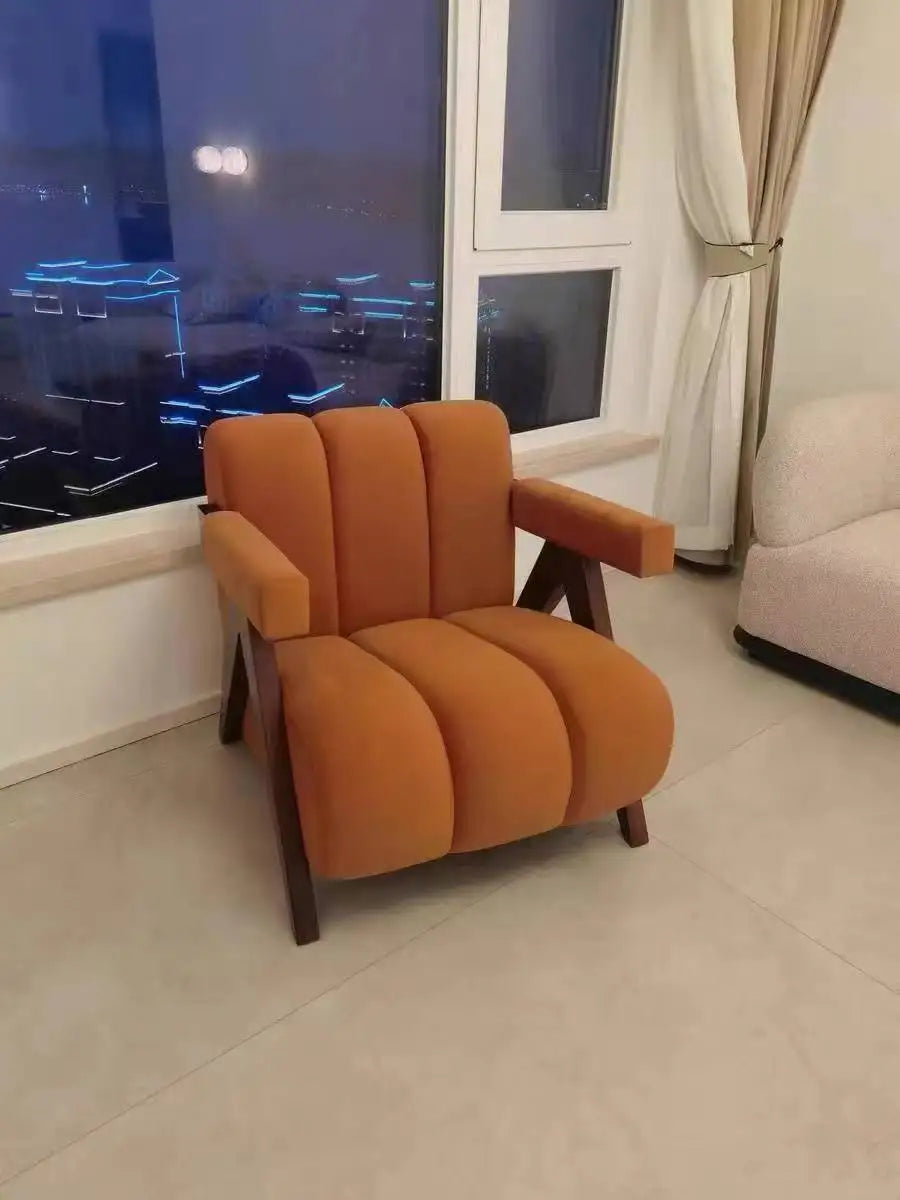 Nordic Wood Living Room Chairs Modern Living Room Sofas Home Balcony Single Leisure Back Armchair Fabric Sofa Chair Furniture