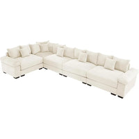 (UUX)155" Oversized Modular Sofa, Corduroy Cloud Couch Sectional with L Shape Chaise and 12 Throw Pillows, Upholste UQ