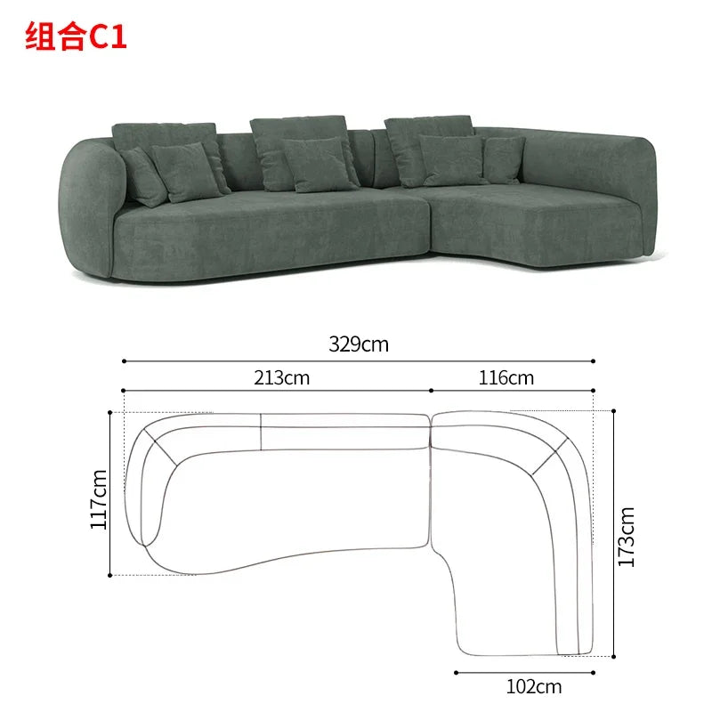 P32 Minimalist sofa large apartment living room special-shaped corner fabric, modular combination sofa
