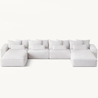 Luxury White Indoor Minimalist Modular Furniture Deep Seat U Shape Fabric Modern Chaise Lounge Sofas