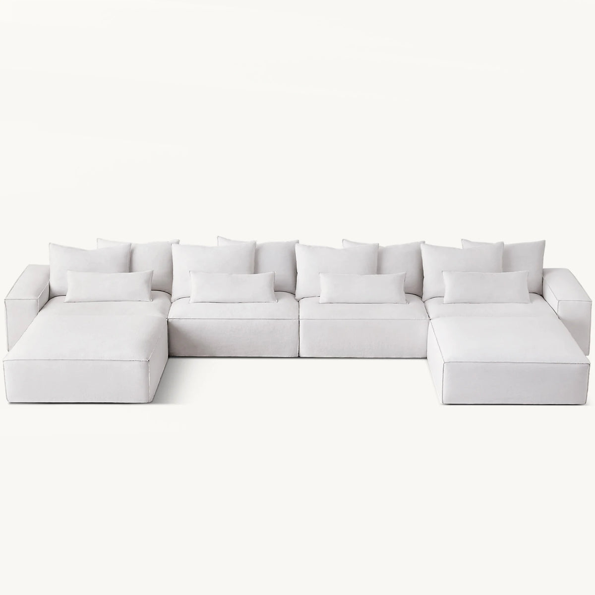 Luxury White Indoor Minimalist Modular Furniture Deep Seat U Shape Fabric Modern Chaise Lounge Sofas