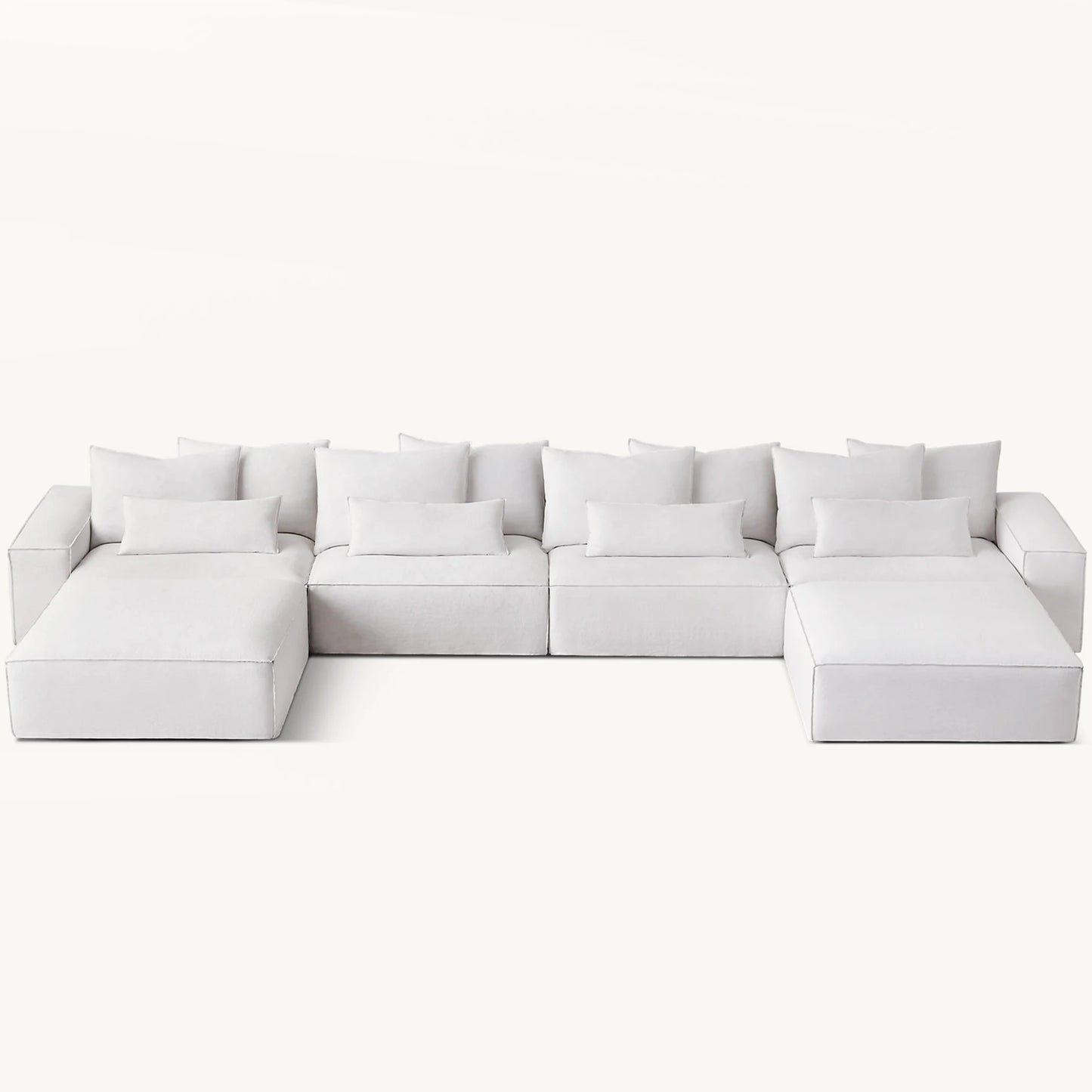 Luxury White Indoor Minimalist Modular Furniture Deep Seat U Shape Fabric Modern Chaise Lounge Sofas