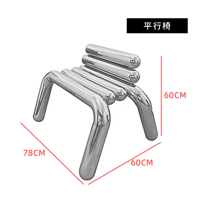 CZ Vintage Stainless Steel Irregular Single Chair Home Backrest Minimalist Industrial Style Restaurant Leisure Dining Chair