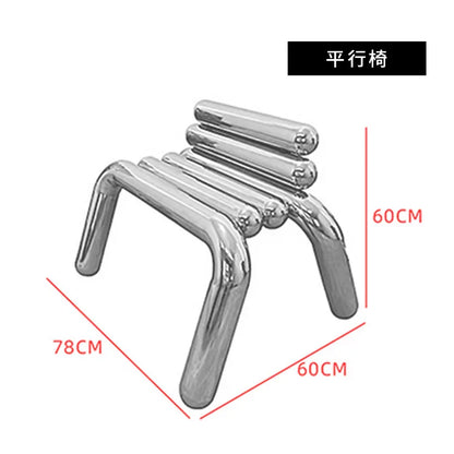 CZ Vintage Stainless Steel Irregular Single Chair Home Backrest Minimalist Industrial Style Restaurant Leisure Dining Chair