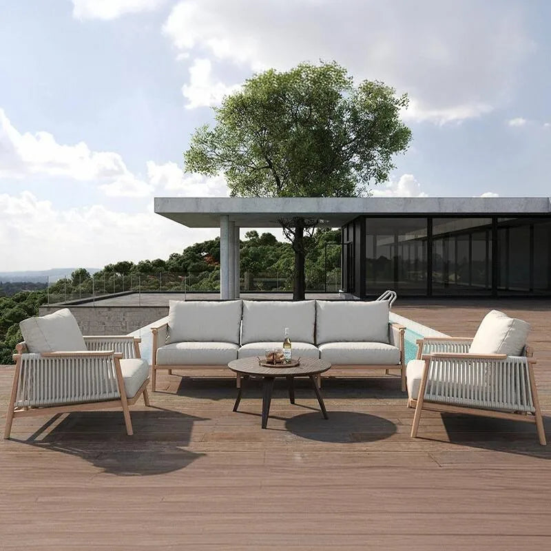 Outdoor sofa waterproof and sunscreen leisure rope weaving