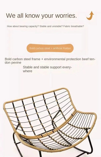 Metal Rocking Chair Adult Reclining Chair Balcon Home Single Leisure Chairs Living Room Red Sofa Chair Lazy Recliner