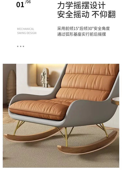 Nordic Rocking Chair Recliner Light Luxury Single-Seat Sofa   Home Lazy Fabric Sofa   Balcony Living Room Leisure Chair