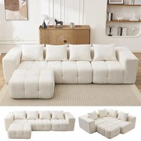 U-Shaped Sectional Sofa, Convertible Modular Couch with Double Chaise, 4-Seater Living Room Furniture, Black