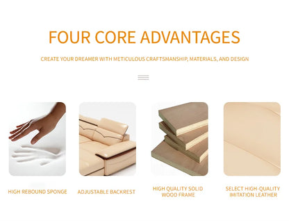 2023 Cheap Living Room Furniture Sofa Partition L-shaped Leather Sofa Set with Custom Material Function Table