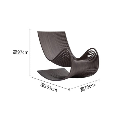 Designer rocking chair single solid wood recliner balcony leisure chair home