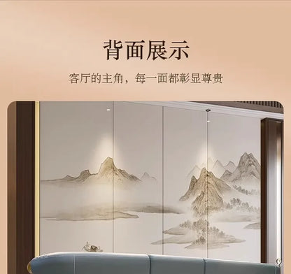 Modern minimalist, ebony leather sofa, new Chinese combination