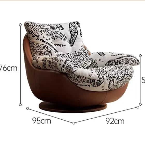 High-end nest chair, antique sofa chair, living room balcony household light luxury fabric single rotating leisure chair