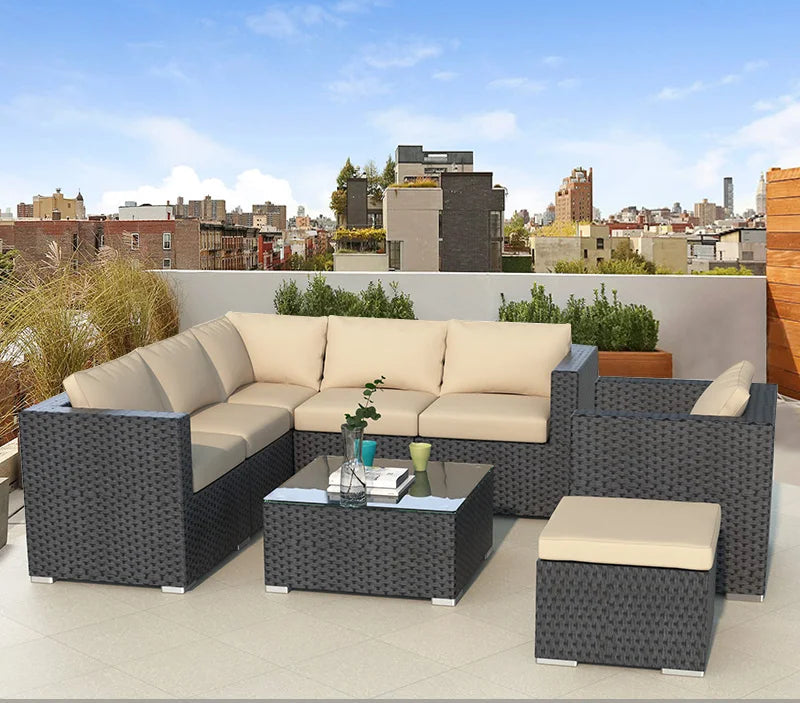 Outdoor sofa combination courtyard outdoor living room rattan art leisure terrace High Quality