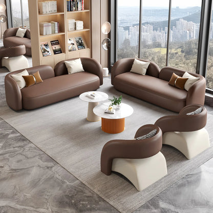 Italian light luxury leather sofa combination modern simple living room reception negotiation table and chair combination