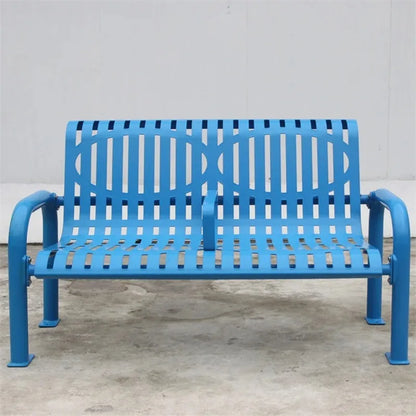 Outdoor Furniture Powder Coated Slatted Steel Bench Seat Outside Park Metal Seating Bench Garden Rustic Sitting Chair Bench