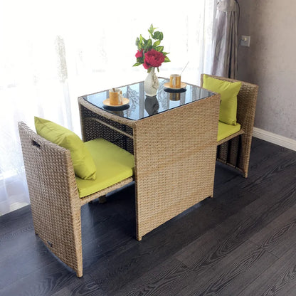 Rattan chair three-piece coffee table combination courtyard terrace outdoor small