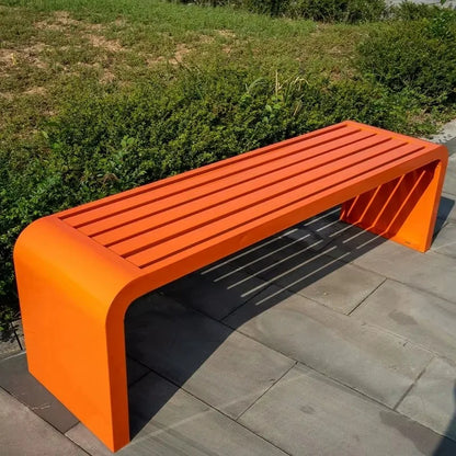 Banc extérieur moderne en acier inoxydable, siège de parc de jardin en métal robuste, banc de parc public Durable pour sièges de rue urbains
