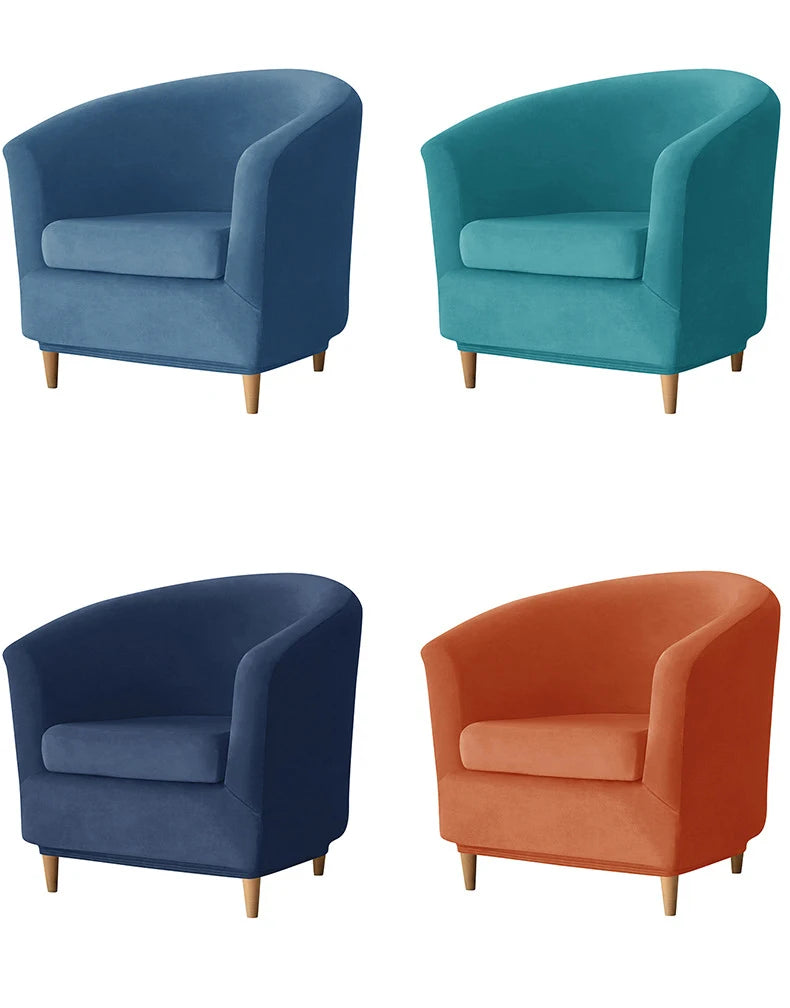 2pc/set Plush Club Chair Slipcover Stretch Elastic Chair Covers Solid Color Tub Chair Slipcovers Spandex Armchair Sofa Cover