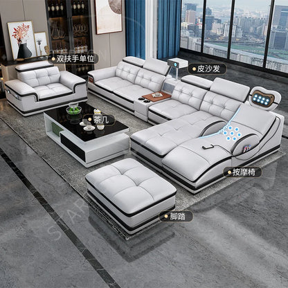Sofa Modern Living Room Sofas Massage Leather Living Room First Layer Cowhide Intelligent Multifunctional Mobile Phone Charging