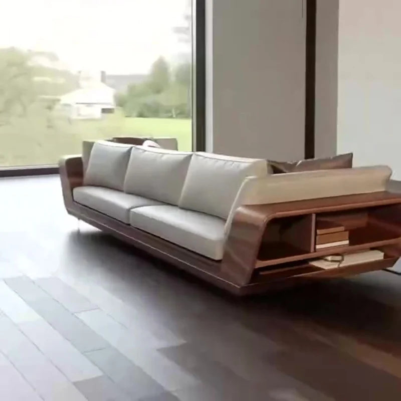 Italian minimalist, solid wood Nordic simple sofa living room villa hotel high-end straight row