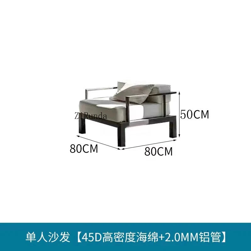 Outdoor sofa aluminum alloy outdoor waterproof sunscreen leisure sofa chair