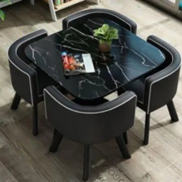 Simple Square Negotiation Table Set, Small Round Table for Shop or Reception, Rest Area Furniture, Space-saving and Elegant