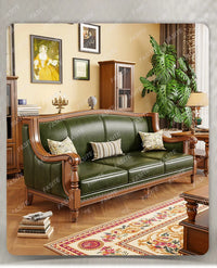 American leather sofa solid wood retro sofa 123 combination first layer cowhide living room villa