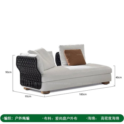 Outdoor rattan sofa, courtyard bed recliner, villa outdoor Nordic simple white bantam L-shaped sofa