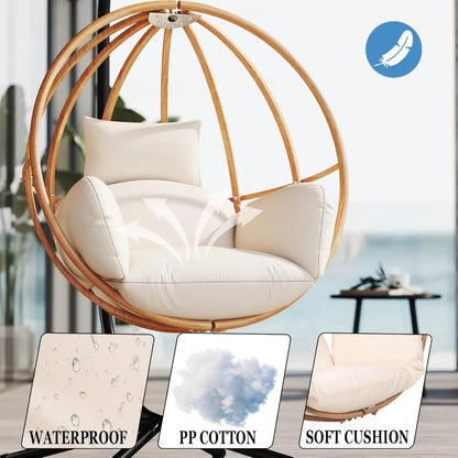 Outdoor Balcony Egg Swing Chair with Cushion for Patio Relaxation