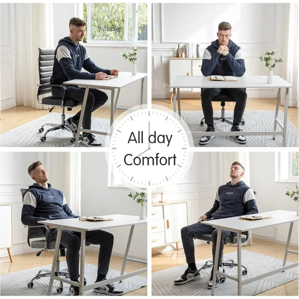 "contemporary ribbed home office chair, sleek leather meeting room seating, ergonomic desk chair for office, high-back executive