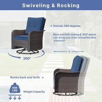 13-Piece Outdoor Furniture Set with 2 Swivel Chairs and Gas Fire Pit, Includes 10 Cushions for Patio Conversation