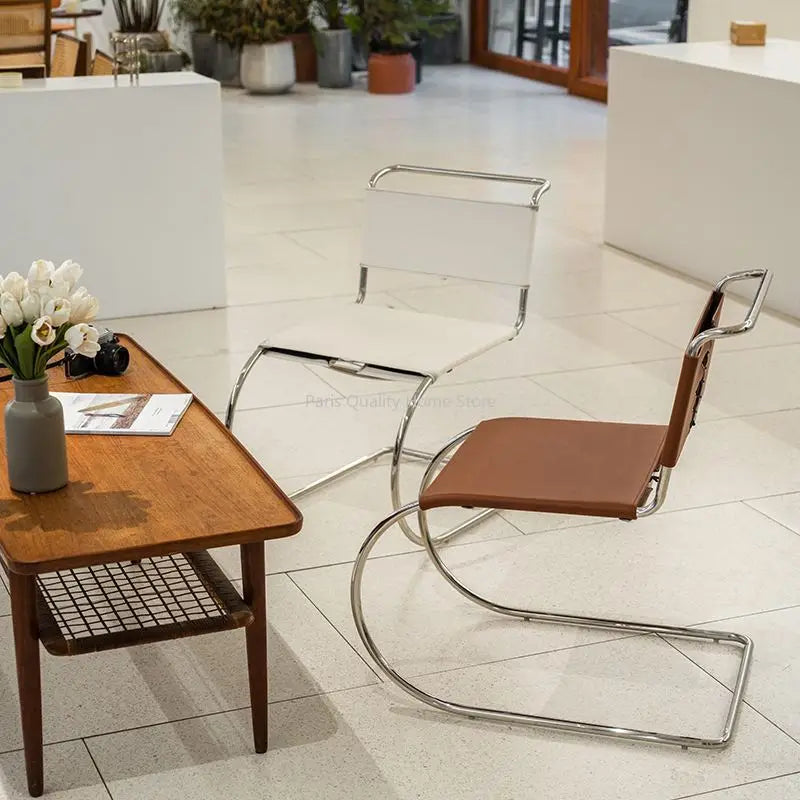 Nordic Minimalist Stainless Steel Dining Chair Armless Modern Simple Antique Furniture Wind Back Chair