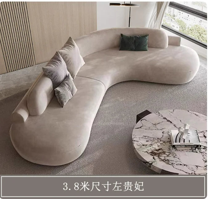 Customizable Italian Minimalist Arc Sofa - Modern Luxury Designer Fabric Sectional for Model Homes