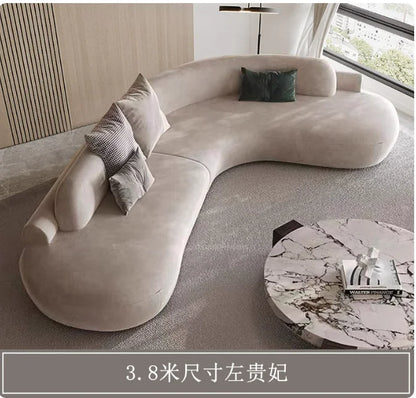 Customizable Italian Minimalist Arc Sofa - Modern Luxury Designer Fabric Sectional for Model Homes