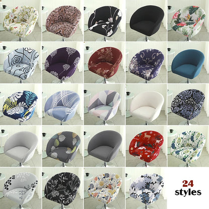 Semi-Circular Print Elastic Bar Low Back Chair Cover Dustproof for Living Room Bedroom Restaurant Hotel Furniture Accessories