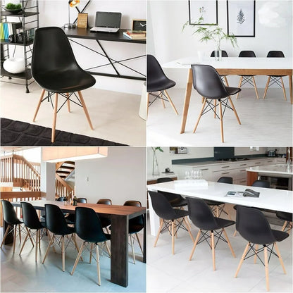 Furmax Modern Style Dining Chair Mid Century Modern DSW Chair, Shell Lounge Plastic Chair for Kitchen Chairs Set of 4(White)