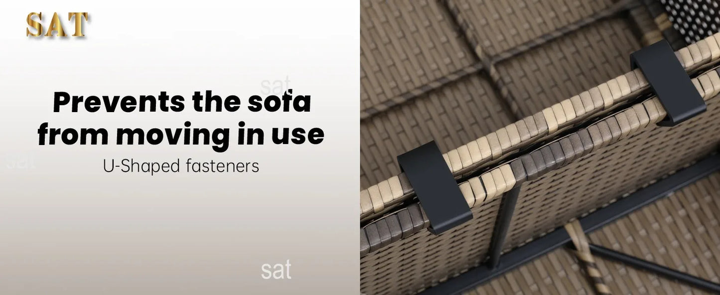 -8 Pieces Outdoor Wicker Rattan Patio Furniture Sectional Set,Glass Top Table Hidden Storage,7 Sofa Sections, Oversized Cushions