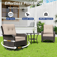 9-Piece Outdoor Patio Furniture Set with 2 Swivel Chairs and Sectional Sofa for Conversations in Brown