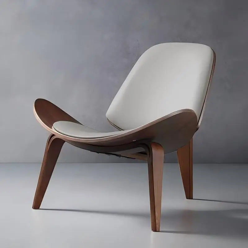 Nordic Solid Wood Walnut Color Leisure Chair Creative Simple Modern Three-legged Shell Chair Living Room Cafe Hotel Furniture