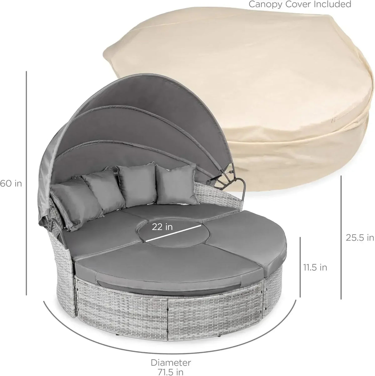 %a 5-Piece Modular Terrace Wicker Sofa Bed Modular Conversation Lounge Chair Set, Adjustable Seat