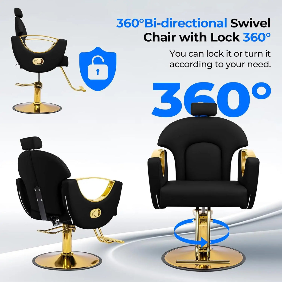 Reclining Barber Chair Styling Hair Chair for Home Barbershop Height Adjustable 360 Swivel Salon Chair for Hair, Customized