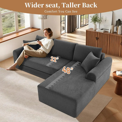 Modular Sectional Couch in a Box 103" L Shaped Boneless Cloud Couch with Deep Seat, Convertible Sofa Bed for Living Room Bedroom