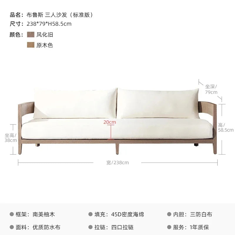 Italian Style Simplicity Waterproof and Sunscreen Garden Sofas Teak Modern Garden Sofas Designer Outdoor Furniture Divano HBOS