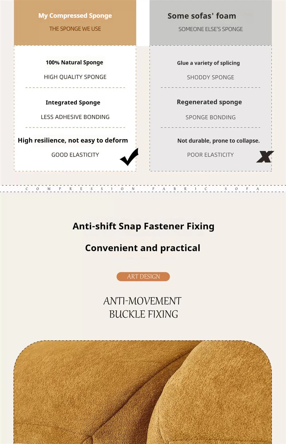 Vacuum-Compressed Modular Sofa, Wabi-Sabi Sherpa Fabric Sectional with High-Elastic Foam, Cream Mid-Century Style, Space Saving