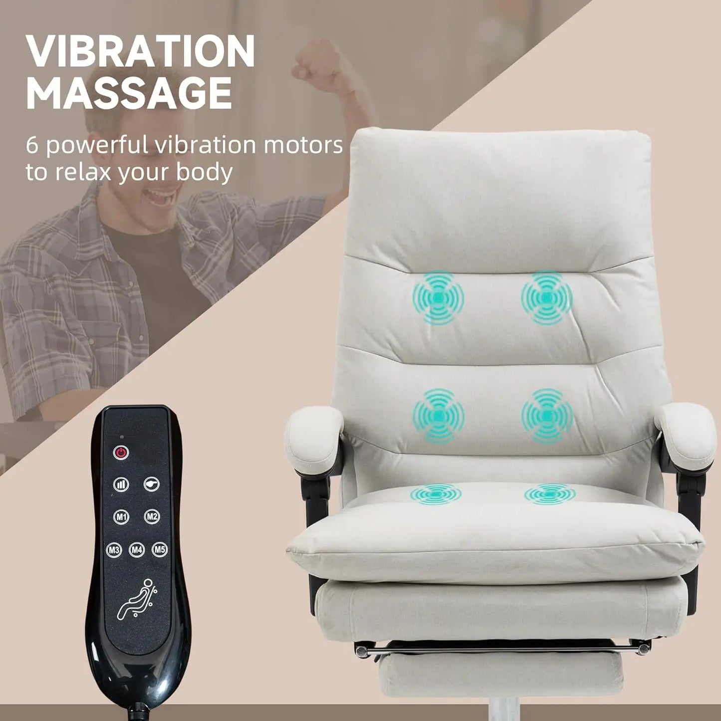 Microfibre Executive Massage Office Chair, Computer Desk Chair, Heated Reclining Chair with Footrest, Customized