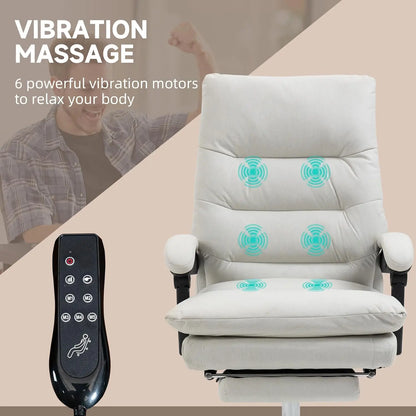 Microfibre Executive Massage Office Chair, Computer Desk Chair, Heated Reclining Chair with Footrest, Customized